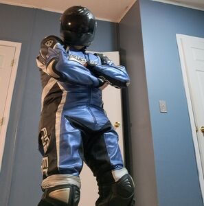 Blue and Black Motorcycle Suit